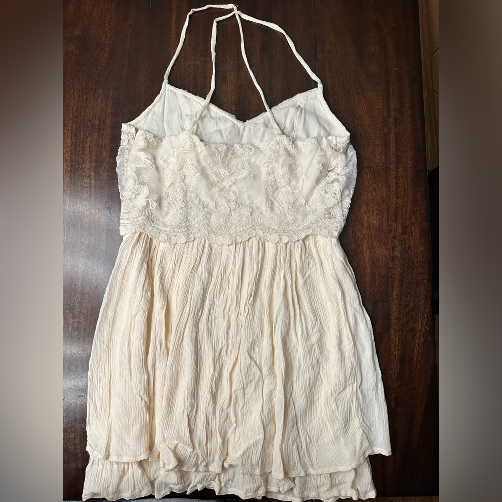 Hollister lace sequin cream dress